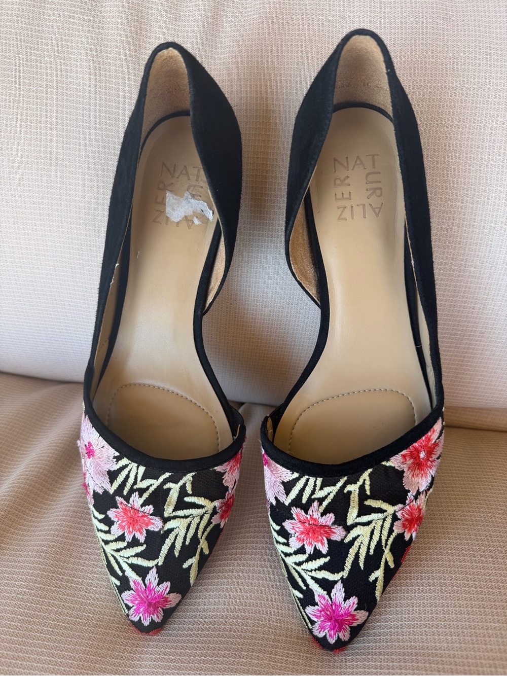 Naturalizer Samantha Floral Embroidered Suede d’Orsay Pointed Toe Flats 9.5 N
